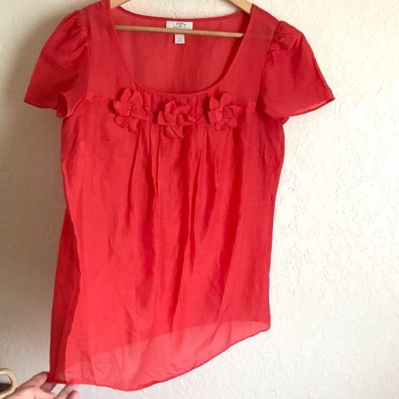 Beautiful LOFT Red Cotton Silk Blouse Small - Picture 7 of 7